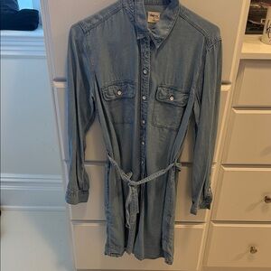 Denim Shirt Dress with Belt